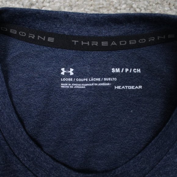 Under Armour Threadborne Shirt NWT Mens Small Blue Loose Fit Heatgear Polyester - Picture 8 of 11